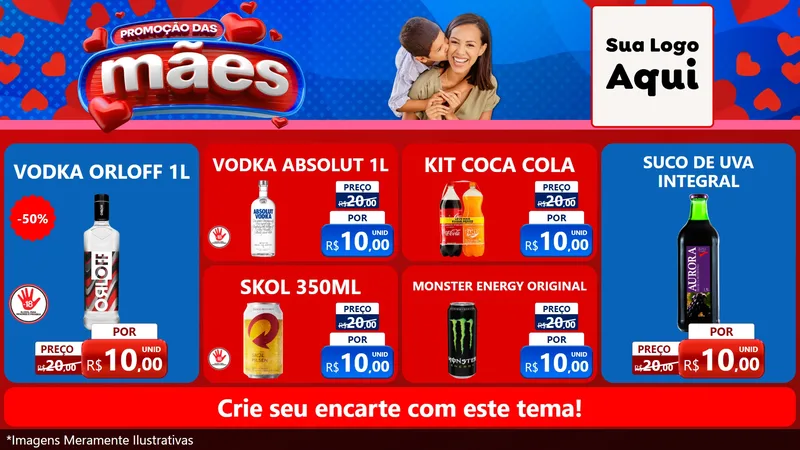 Modelo de TV para TV Horizontal com o tema Promoção das Mães para Distribuidora de bebidas
