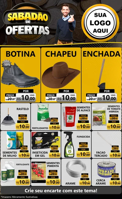 Modelo de Encarte para Encarte Grande com o tema Sabadão de Ofertas para Agropecuária