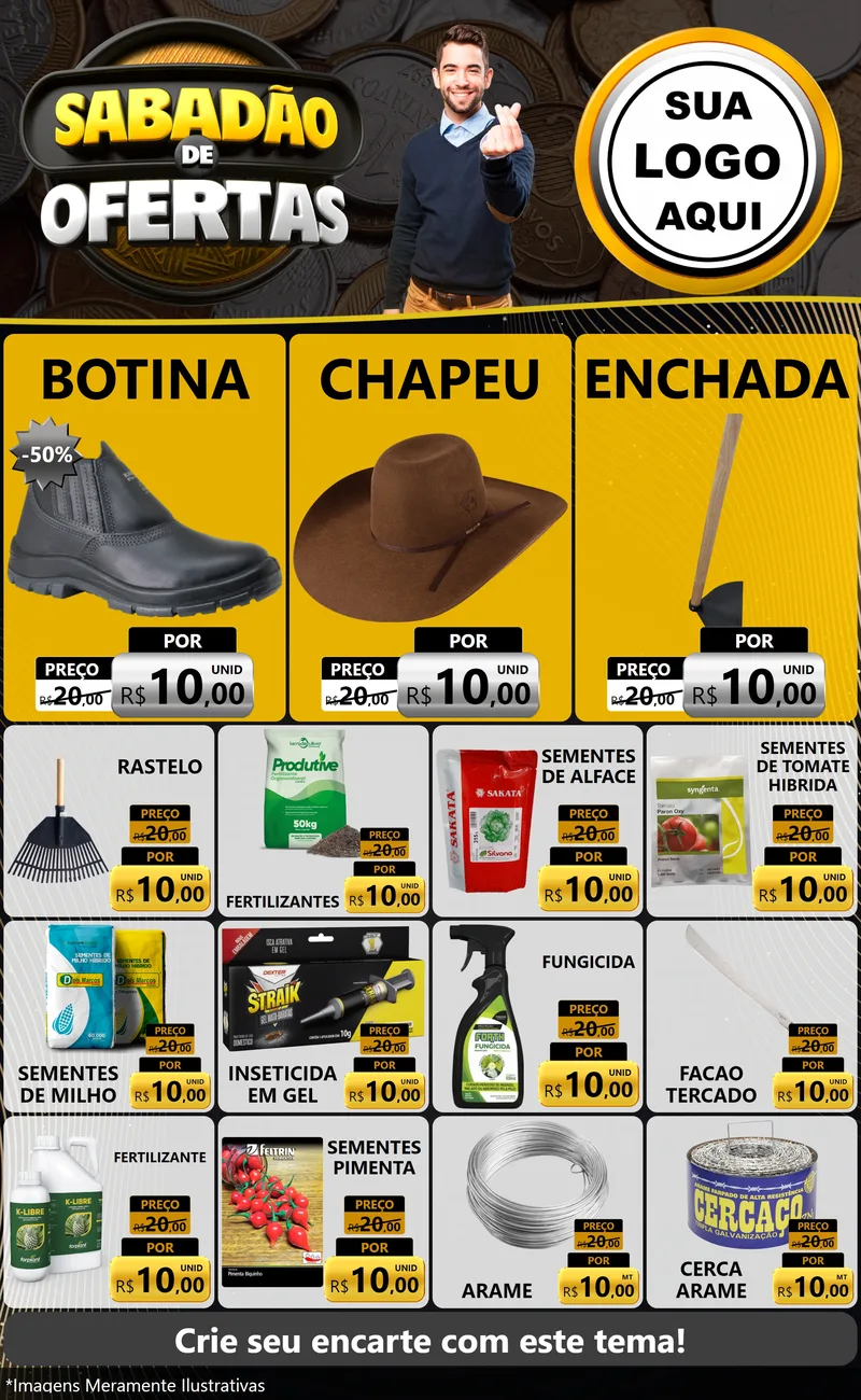 Modelo de Encarte para Encarte Grande com o tema Sabadão de Ofertas para Agropecuária