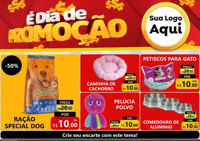 Modelo de Encarte para Encarte A4 Horizontal com o tema É Dia De Promoção para Pet Shop