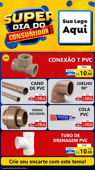 Modelo de TV para TV Vertical com o tema Super Dia do Consumidor para Tubos e conexões