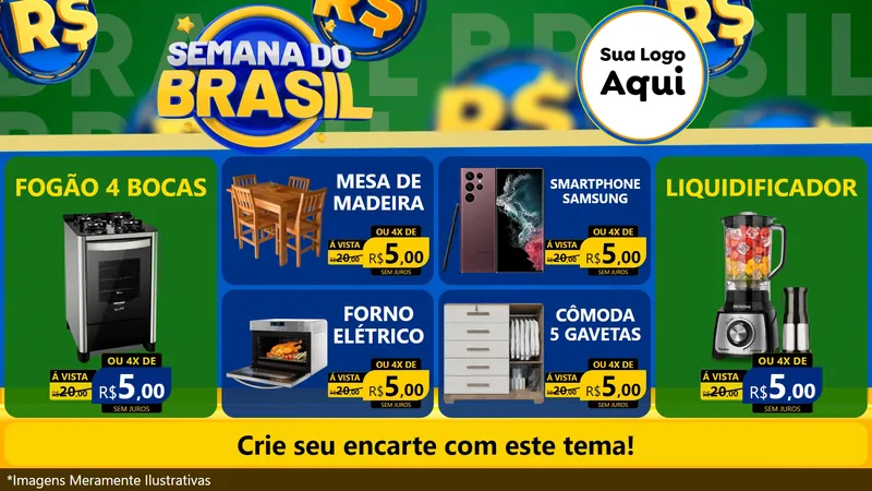 Modelo de TV para TV Horizontal com o tema Semana Do Brasil para Móveis e Eletro