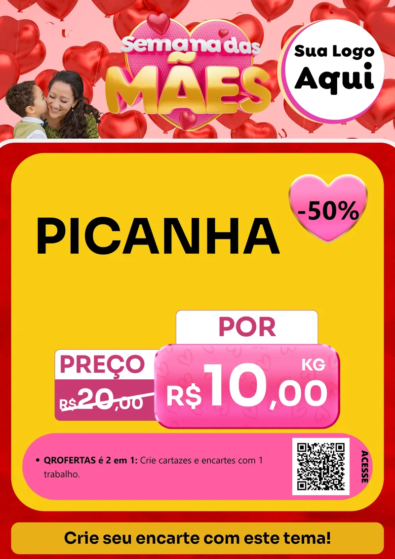 Modelo de Cartaz para Cartaz A4 Vertical com o tema Semana Das Mães para Açougue