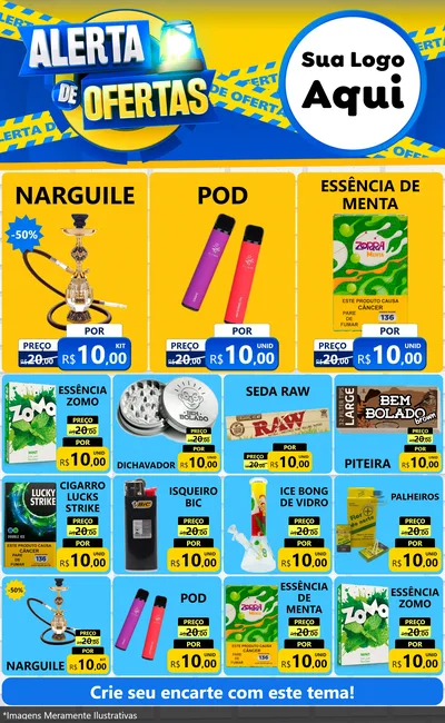 Modelo de Encarte para Encarte Grande com o tema Alerta de Ofertas para Tabacaria
