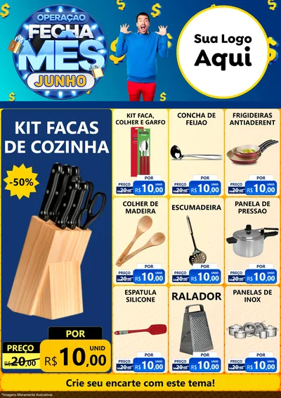 Modelo de Encarte para Encarte A4 Vertical com o tema Operação Fecha Mês, Junho para Utilidades Domésticas