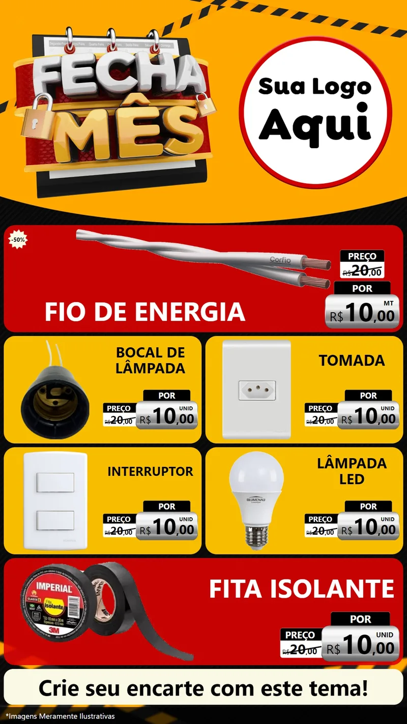 Modelo de TV para TV Vertical com o tema Fecha Mês para Materiais Elétricos