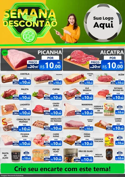 Modelo de Encarte para Encarte A4 Vertical com o tema Semana de Descontão - Copa para Açougue