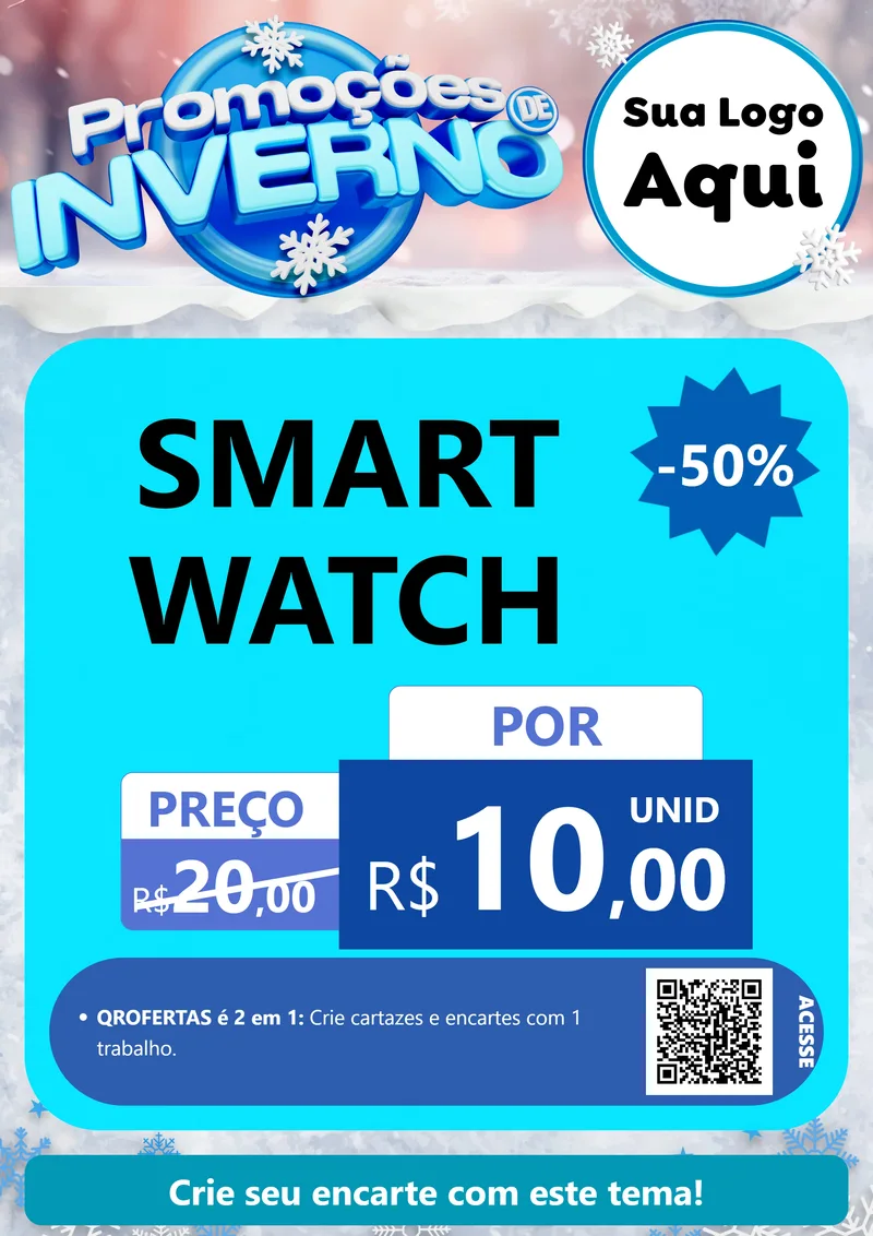 Modelo de Cartaz para Cartaz A4 Vertical com o tema Promoções de Inverno para Informática