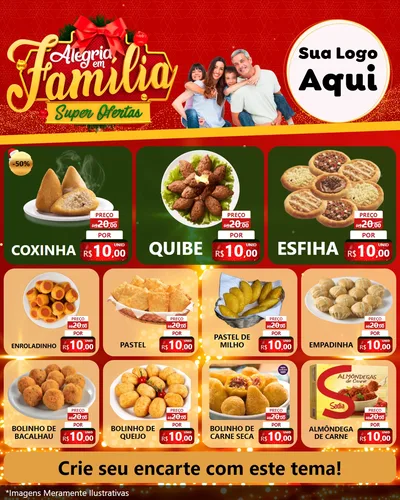 Modelo de Rede Social para Feed Instagram com o tema Alegria em Família Super Ofertas - Natal para Salgadaria
