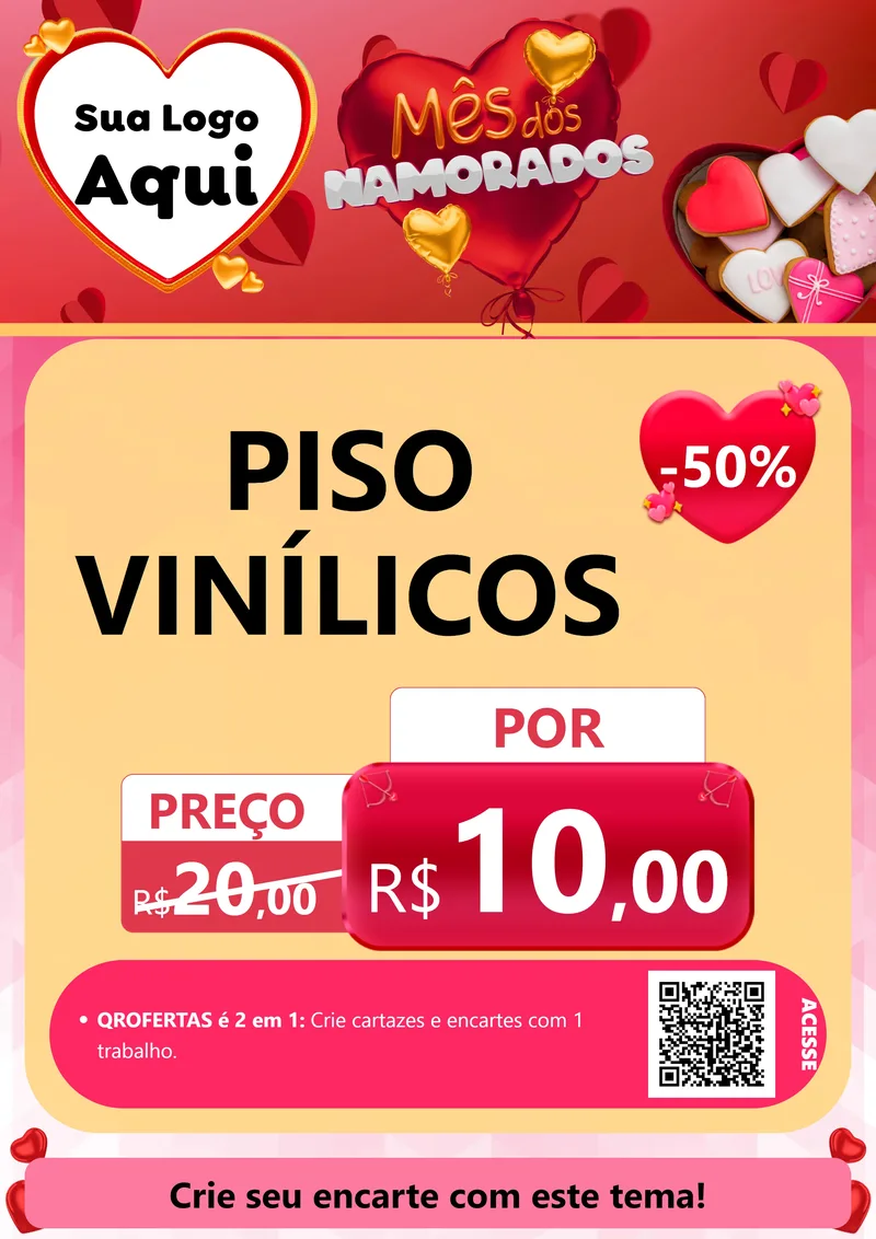 Modelo de Cartaz para Cartaz A4 Vertical com o tema Mês dos Namorados para Material para Construção
