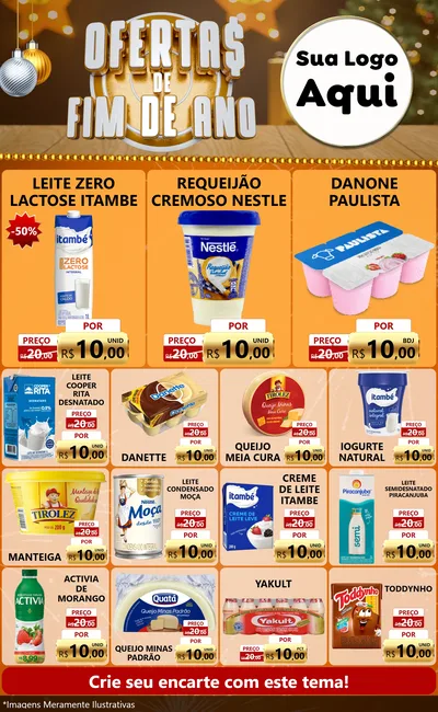 Modelo de Encarte para Encarte Grande com o tema Ofertas de Fim de Ano para Frios e Laticínios
