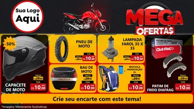 Modelo de TV para TV Horizontal com o tema Mega Ofertas - Motopeças para Moto peças