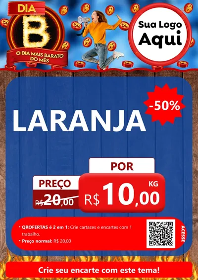 Modelo de Cartaz para Cartaz A4 Vertical com o tema Dia B - O Dia Mais Barato Do Mês para Hortifrúti