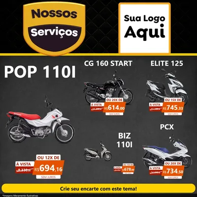 Modelo de Rede Social para Feed Facebook com o tema Nossos Serviços para Concessionaria de Motos