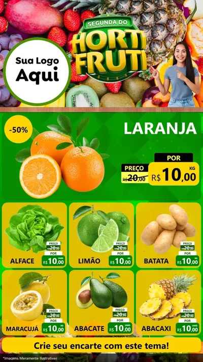 Modelo de Rede Social para Stories com o tema Segunda do Hortifruti para Hortifrúti