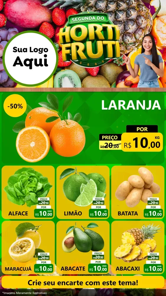 Modelo de Rede Social para Stories com o tema Segunda do Hortifruti para Hortifrúti