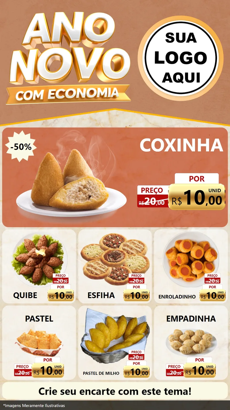 Modelo de Rede Social para Stories com o tema Ano Novo Com Economia para Salgadaria