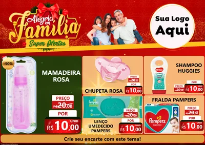 Modelo de Encarte para Encarte A4 Horizontal com o tema Alegria em Família Super Ofertas - Natal para Bebês