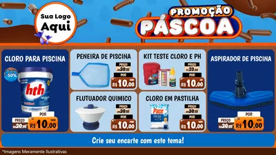 Modelo de TV para TV Horizontal com o tema Promoção Páscoa para Produtos para Piscina
