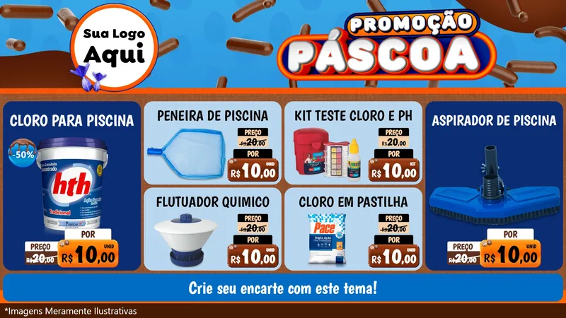 Modelo de TV para TV Horizontal com o tema Promoção Páscoa para Produtos para Piscina