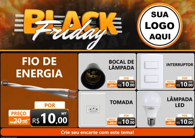 Modelo de Encarte para Encarte A4 Horizontal com o tema Black Friday para Materiais Elétricos