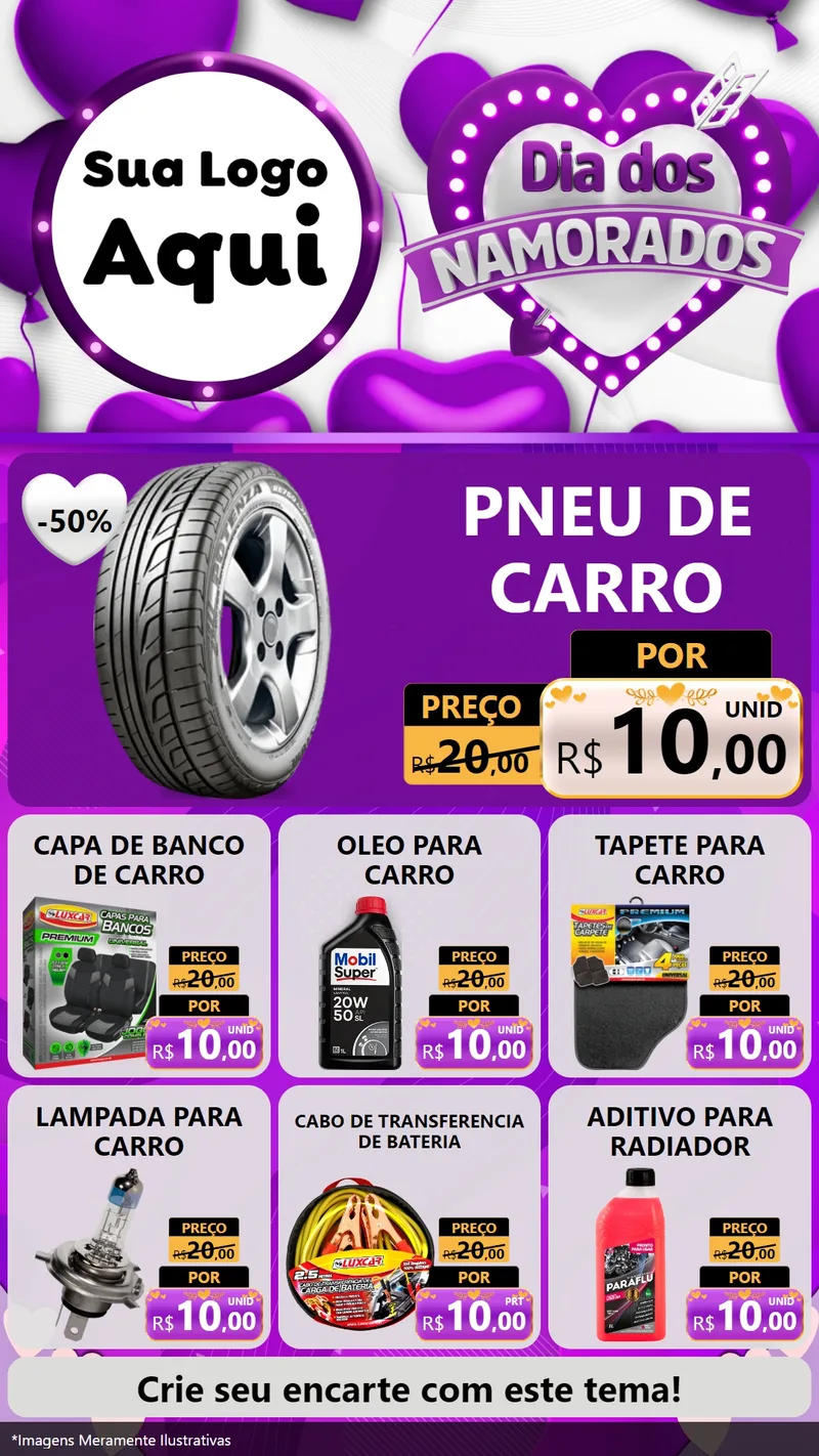 Modelo de Rede Social para Stories com o tema Dia dos Namorados para Auto peças