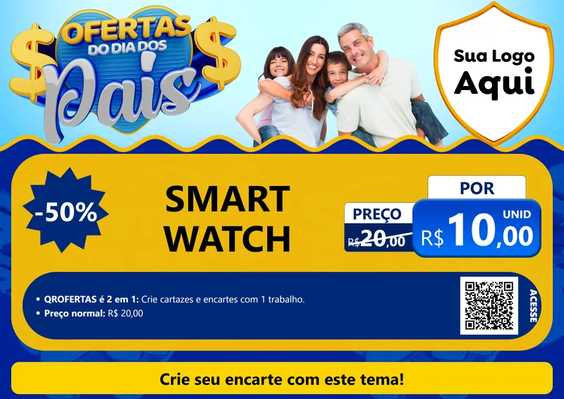 Modelo de Cartaz para Cartaz A4 Horizontal com o tema Ofertas do Dia dos Pais para Informática