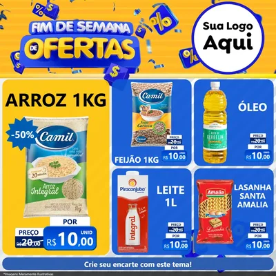 Modelo de Rede Social para Feed Facebook com o tema Fim de Semana de Ofertas para Supermercado
