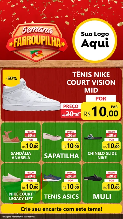 Modelo de Rede Social para Stories com o tema Semana Farroupilha para Calçados