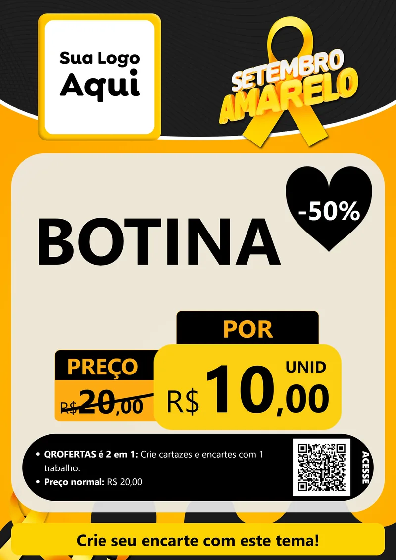 Modelo de Cartaz para Cartaz A4 Vertical com o tema Setembro Amarelo para Agropecuária