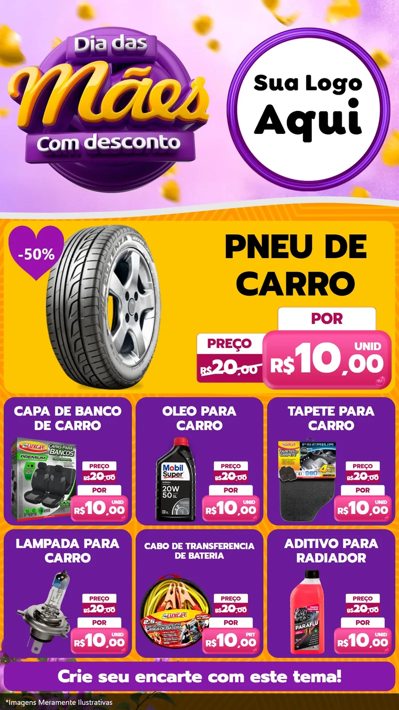 Modelo de Rede Social para Stories com o tema Dia das Mães com Desconto para Auto peças