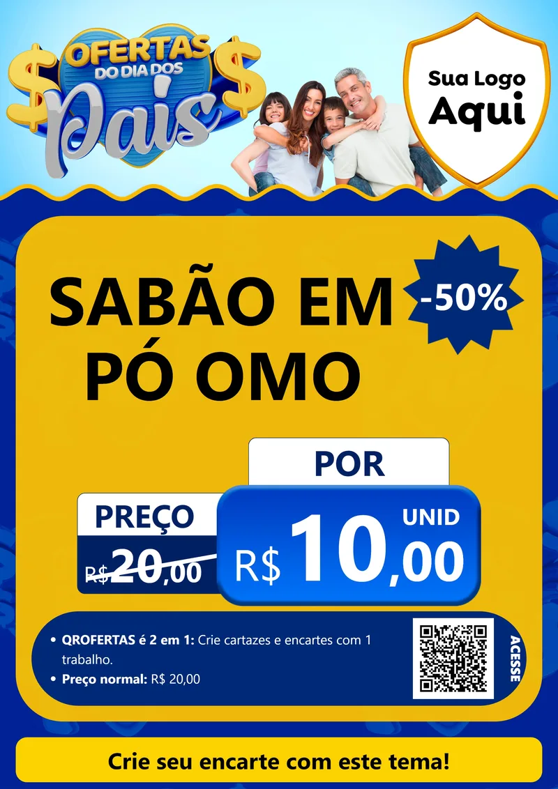 Modelo de Cartaz para Cartaz A4 Vertical com o tema Ofertas do Dia dos Pais para Produtos de Limpeza