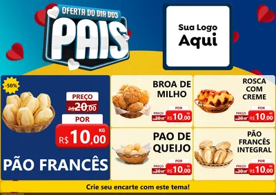 Modelo de Encarte para Encarte A4 Horizontal com o tema Oferta Do Dia Dos Pais para Padaria