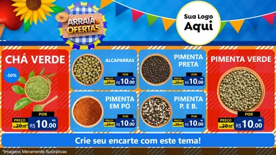 Modelo de TV para TV Horizontal com o tema Arraiá de Ofertas para Produtos Naturais