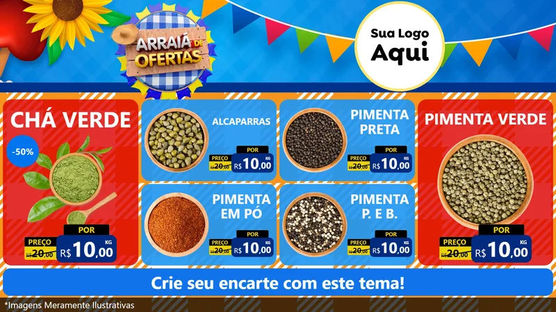 Modelo de TV para TV Horizontal com o tema Arraiá de Ofertas para Produtos Naturais