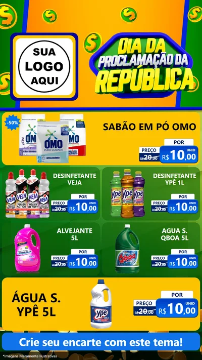 Modelo de TV para TV Vertical com o tema Dia Da Proclamação da República para Produtos de Limpeza