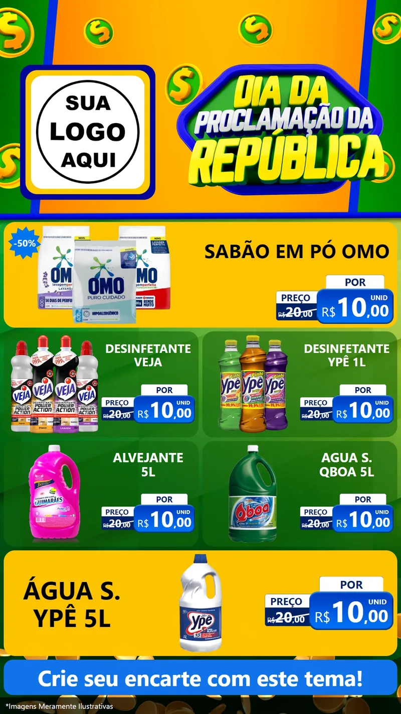 Modelo de TV para TV Vertical com o tema Dia Da Proclamação da República para Produtos de Limpeza