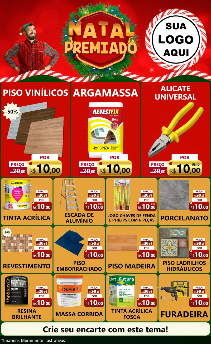 Modelo de Encarte para Encarte Grande com o tema Natal Premiado para Material para Construção