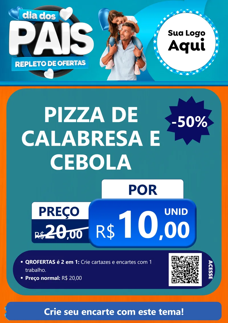 Modelo de Cartaz para Cartaz A4 Vertical com o tema Dia Dos Pais Repleto de Ofertas para Pizzaria