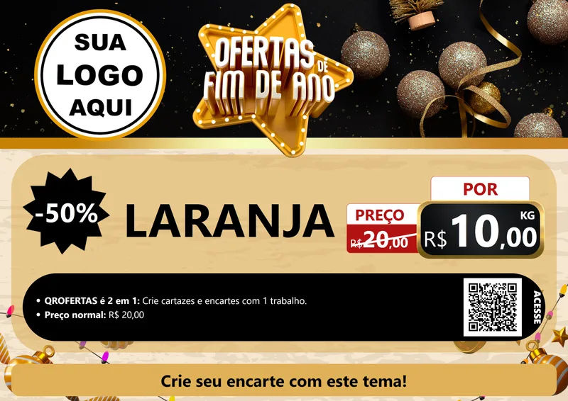 Modelo de Cartaz para Cartaz A4 Horizontal com o tema Ofertas de Fim de Ano para Hortifrúti