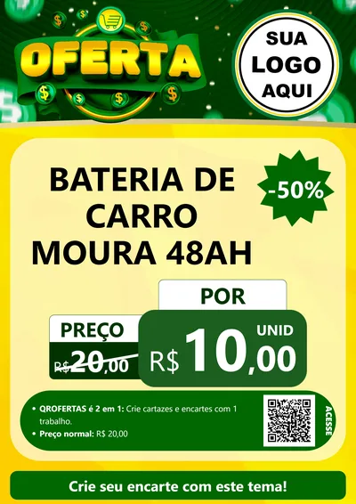 Modelo de Cartaz para Cartaz A4 Vertical com o tema Oferta para Baterias Elétricas