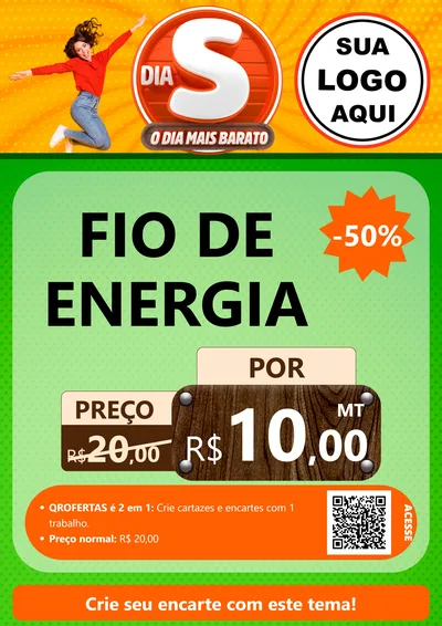 Modelo de Cartaz para Cartaz A4 Vertical com o tema Dia S - O Dia Mais Barato para Materiais Elétricos
