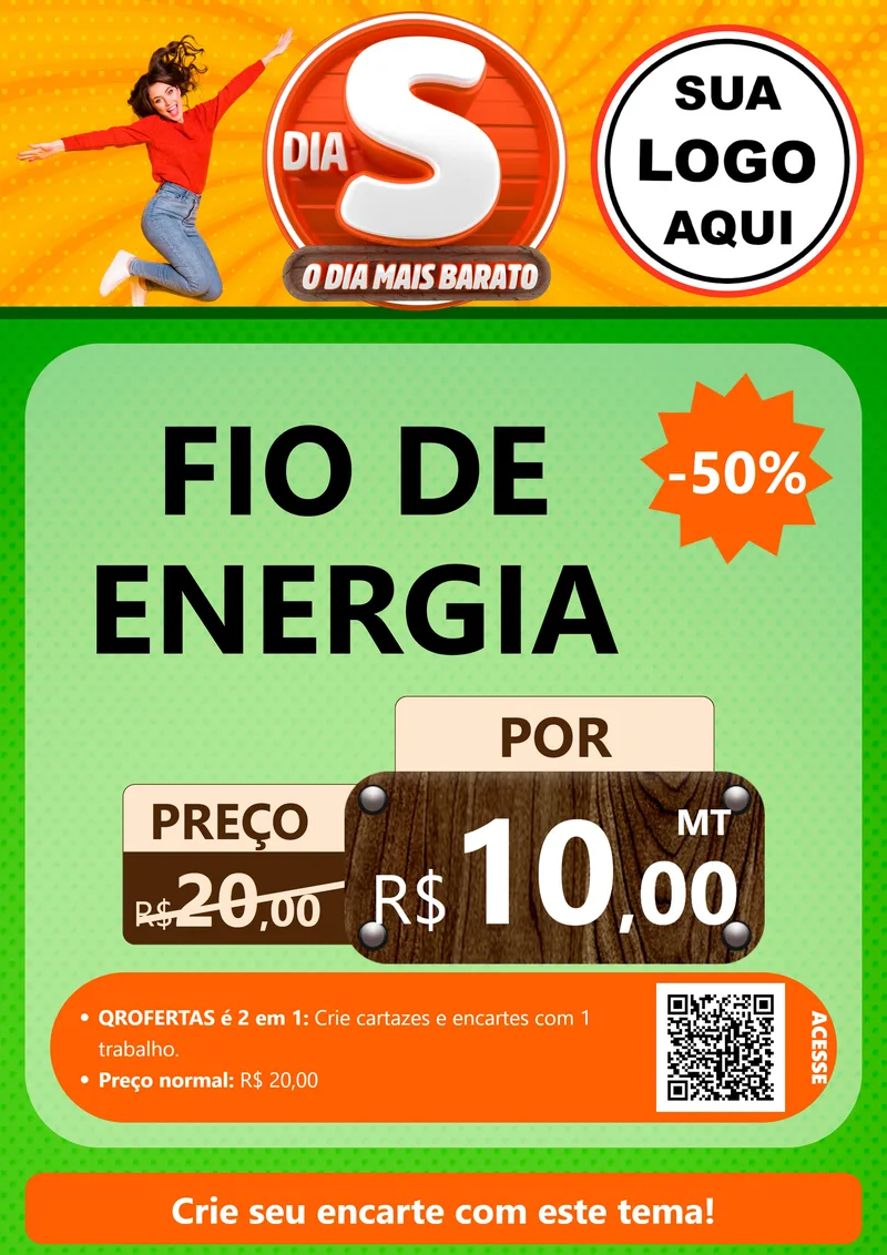 Modelo de Cartaz para Cartaz A4 Vertical com o tema Dia S - O Dia Mais Barato para Materiais Elétricos