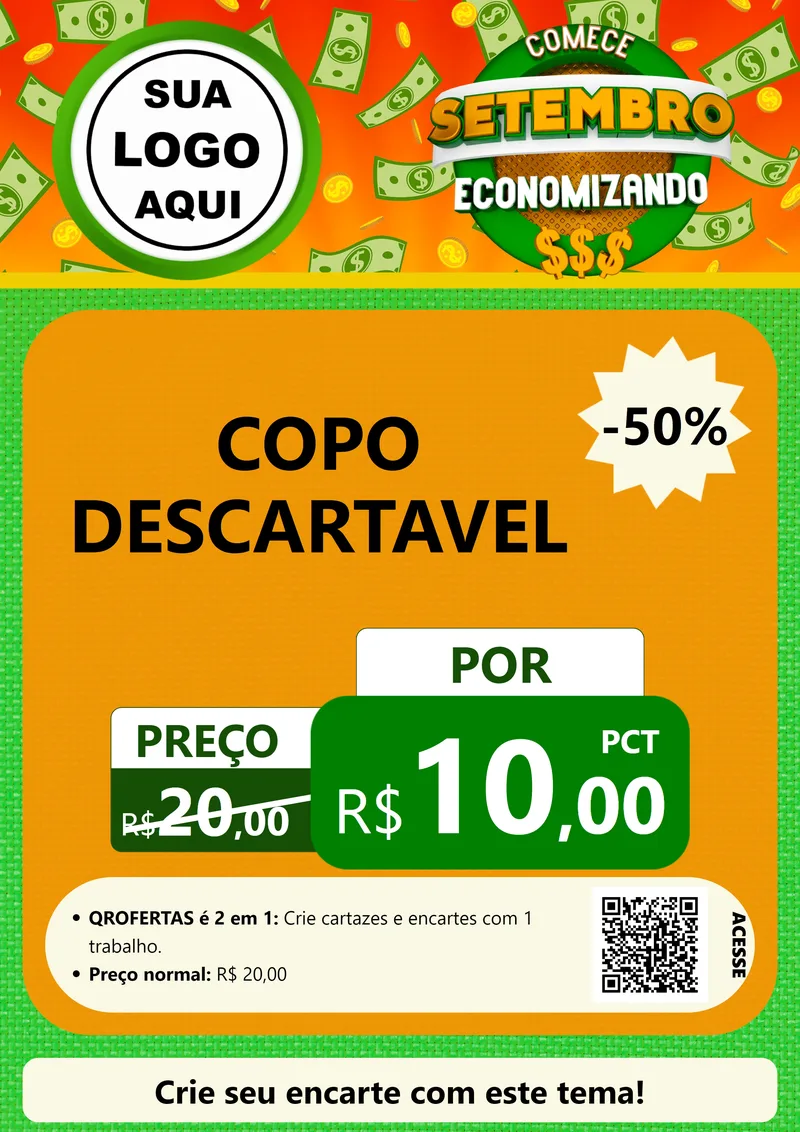 Modelo de Cartaz para Cartaz A4 Vertical com o tema Comece Setembro Economizando para Embalagens