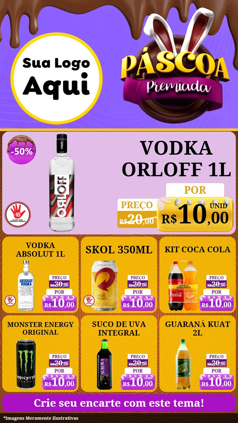 Modelo de Rede Social para Stories com o tema Páscoa Premiada para Distribuidora de bebidas