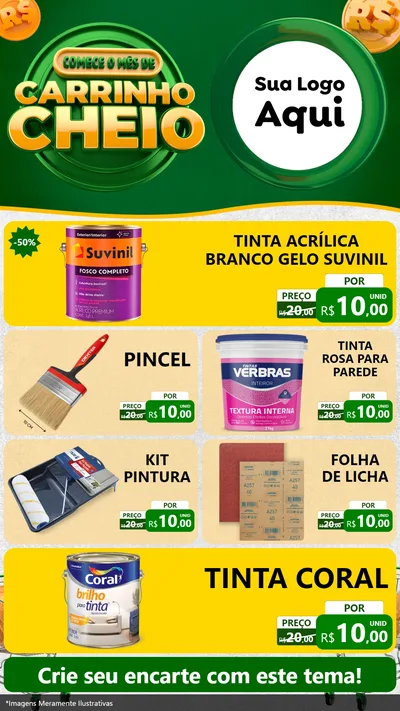 Modelo de TV para TV Vertical com o tema Carrinho Cheio para Tintas e Ferramentas