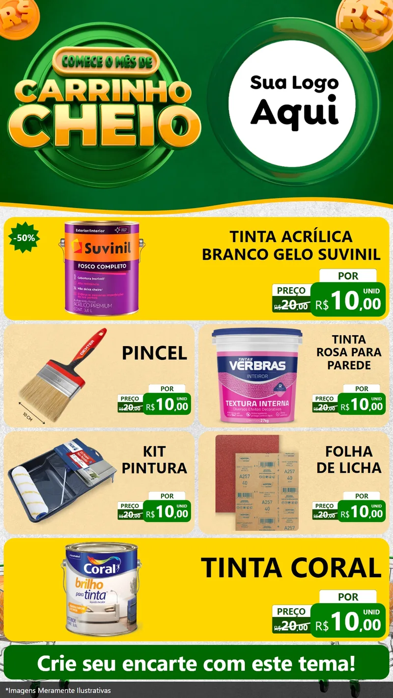 Modelo de TV para TV Vertical com o tema Carrinho Cheio para Tintas e Ferramentas