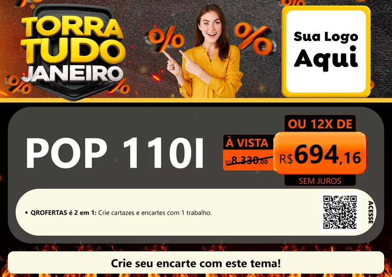 Modelo de Cartaz para Cartaz A4 Horizontal com o tema Torra Tudo Janeiro para Concessionaria de Motos