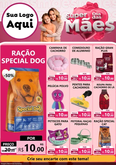 Modelo de Encarte para Encarte A4 Vertical com o tema Super Dia Das Mães para Pet Shop