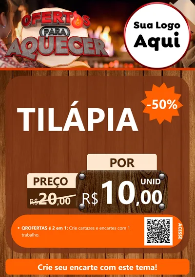 Modelo de Cartaz para Cartaz A4 Vertical com o tema Ofertas Para Aquecer para Peixaria
